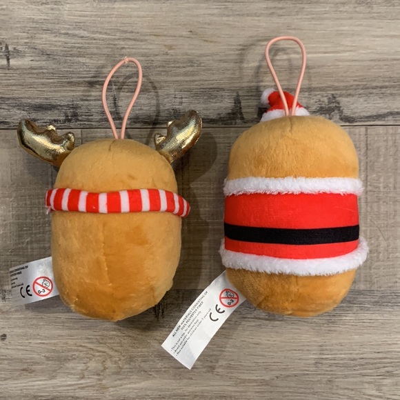 Smoko Tayto Potato plush reindeer and Santa Christmas ornament set of 2 - Picture 2 of 4